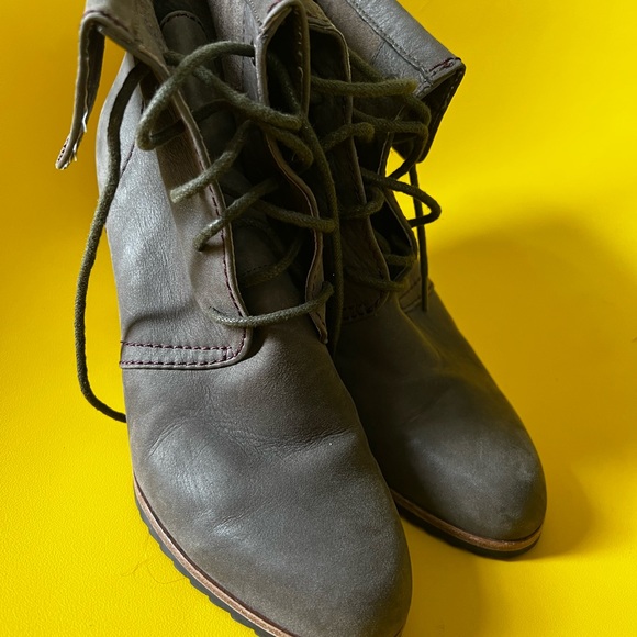 39 8.5 Biala NORDSTROM leather ankle booties wedge shoes lace-up tie boots - Picture 3 of 9